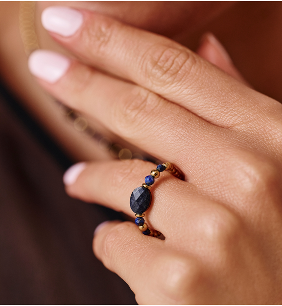 Pierścionek z lapisem lazuli i nocą Kairu PTW0635