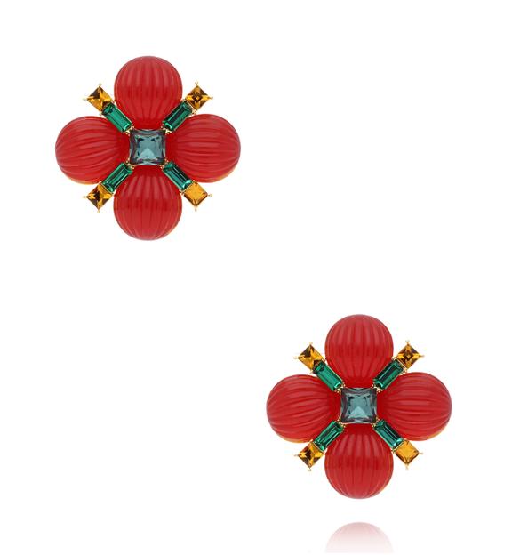 Kolczyki kwiaty w odcieniach czerwieni z kryształami KSS2226