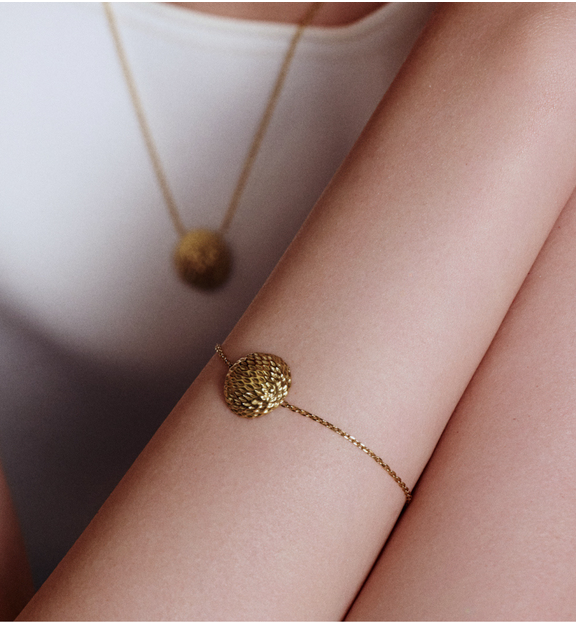 Bransoletka złota z dużym fakturowanym dyskiem BSY0432