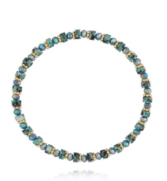 Bransoletka z turkusowego agatu i szklanych koralików BTW3626