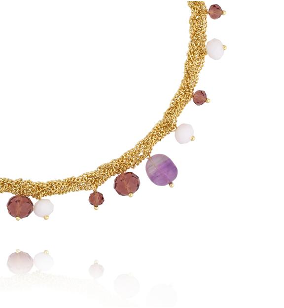 Naszyjnik złoty z ametystami NS0428