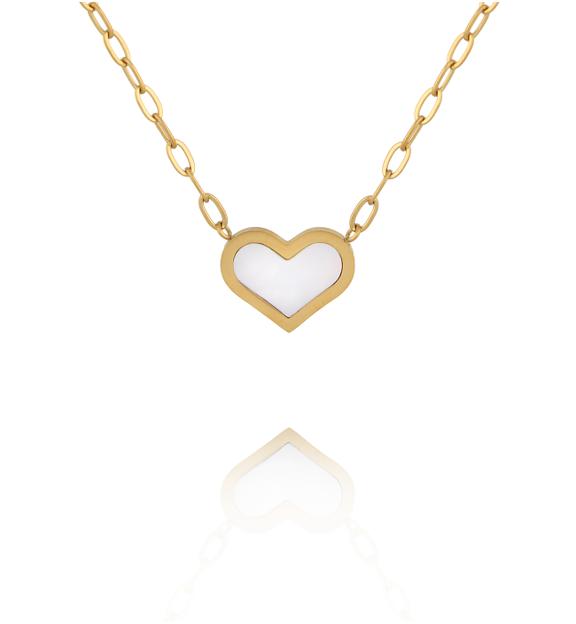 Naszyjnik z sercem z masą perłową NSY0880