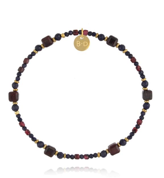 Bransoletka z granatem i Nocą Kairu z złotymi akcentami BTW3545