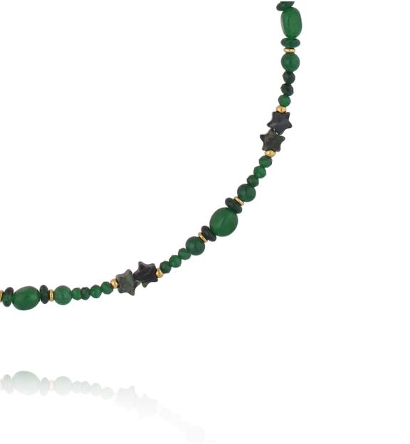 Naszyjnik z zielonych kamieni z motywem gwiazdek NTW1585