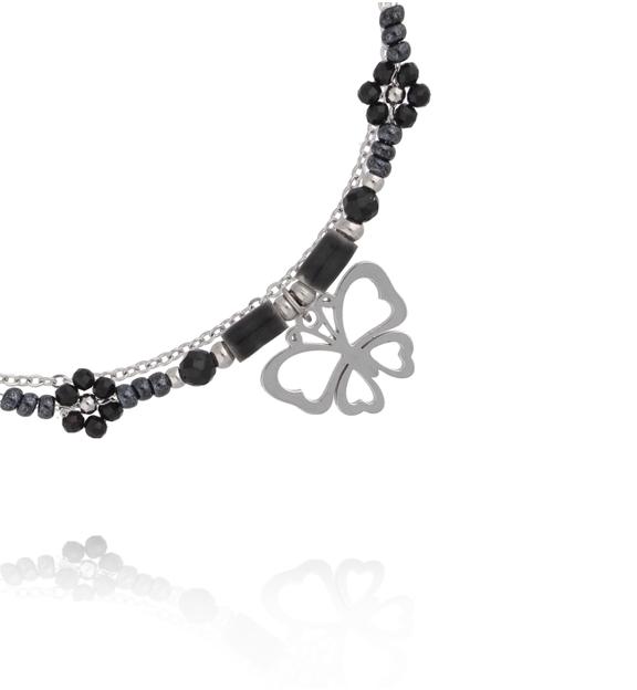 Bransoletka z turmalinem z zawieszką motyla BSY0533