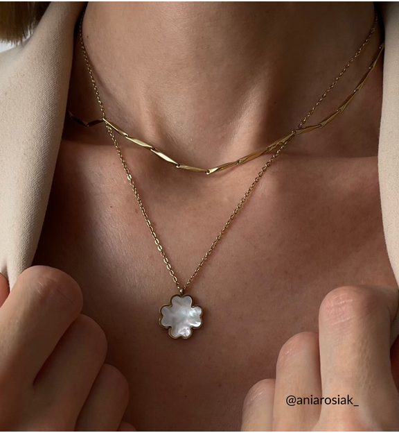 Naszyjnik złoty z koniczynką Pearl Clover NSA1115