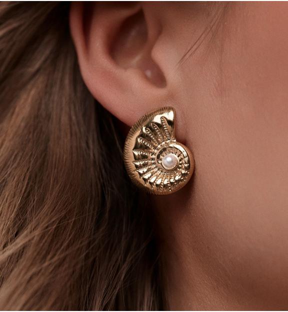 Kolczyki z muszlami złote KSY0521