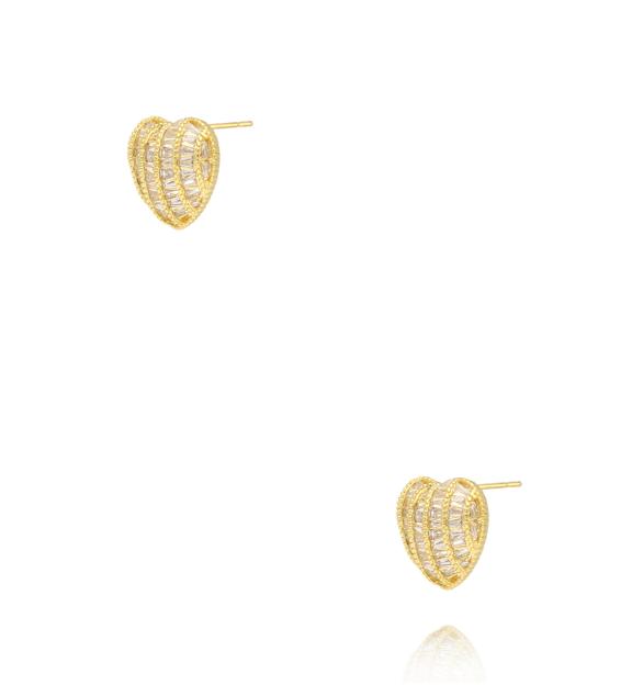 Kolczyki złote serca z cyrkoniami KSS2181