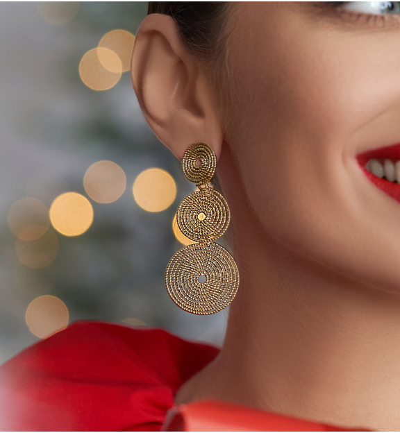 Kolczyki złote koła potrójne Let Me Shine KRG0887