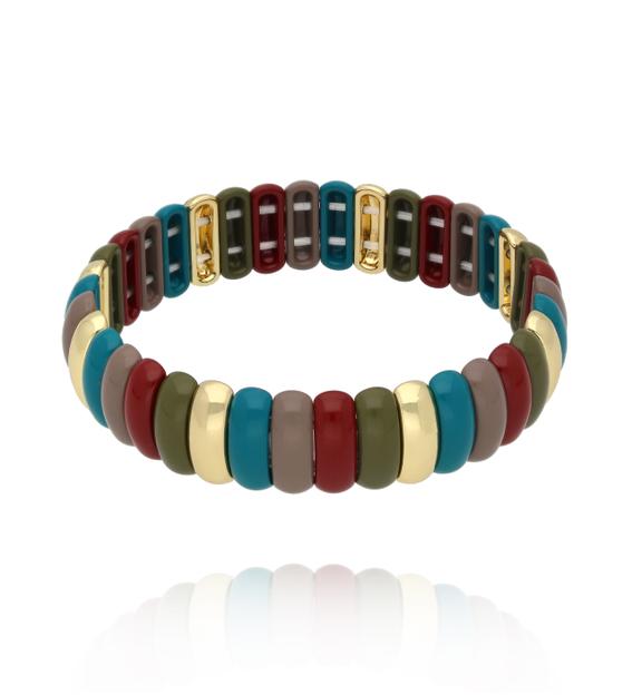 Bransoletka modułowa w kolorach ziemi z złotymi akcentami BCR0065