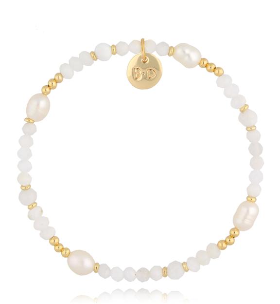 Bransoletka biała z kamieniami księżycowymi BTW2707