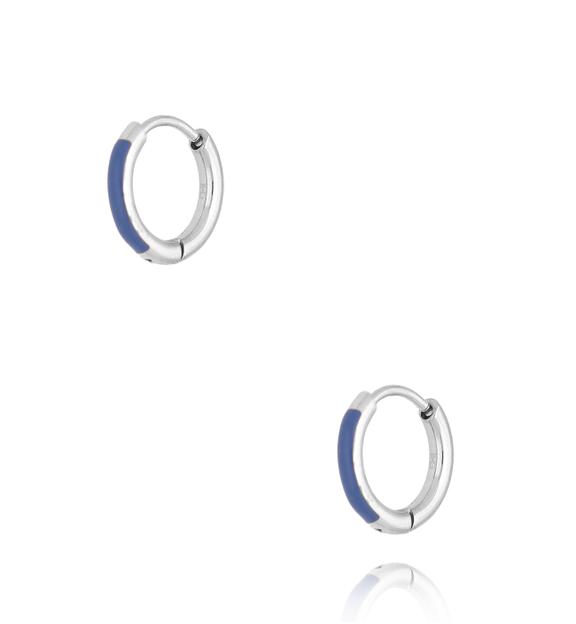 Kolczyki srebrne koła z niebieską emalią Enamel Small Hoops KSA1603