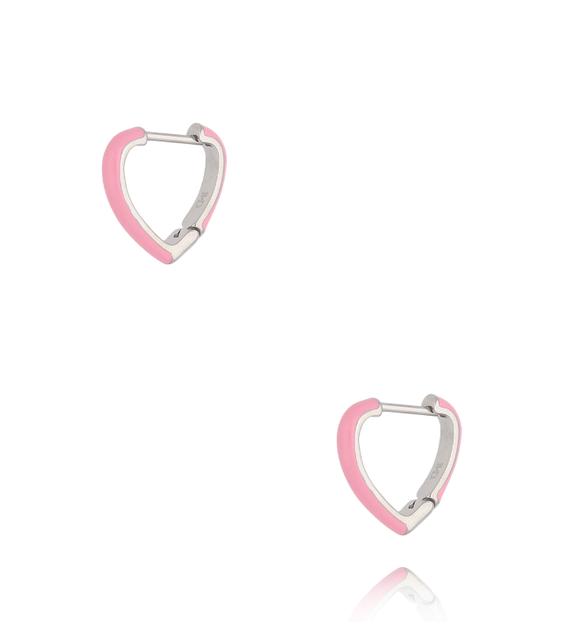 Kolczyki srebrne serca z różową emalią Enamel Hearts KSA1743