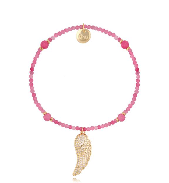 Bransoletka różowa ze skrzydełkiem Angel Wings BTW1321