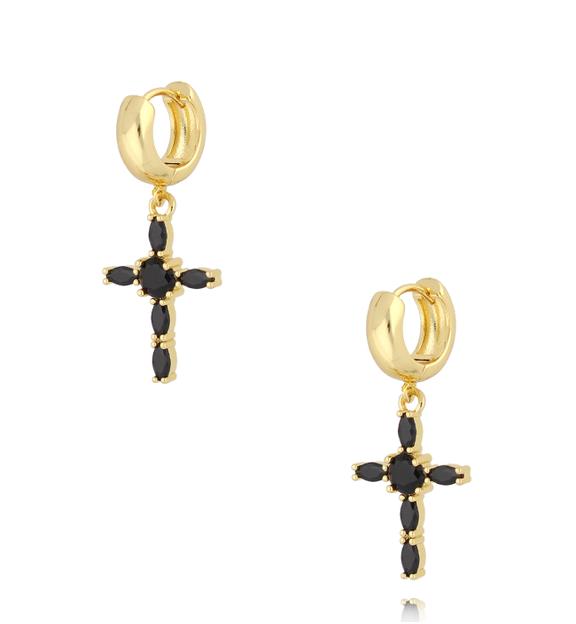 Kolczyki czarne krzyżyki z kryształkami Baroque KRG0992