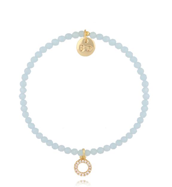 Bransoletka z błękitnych kamieni z zawieszką z cyrkoniamiBTW3615