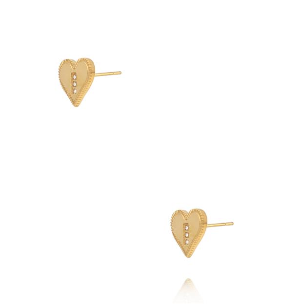 Kolczyki wkrętki w kształcie serca złote KSY0620
