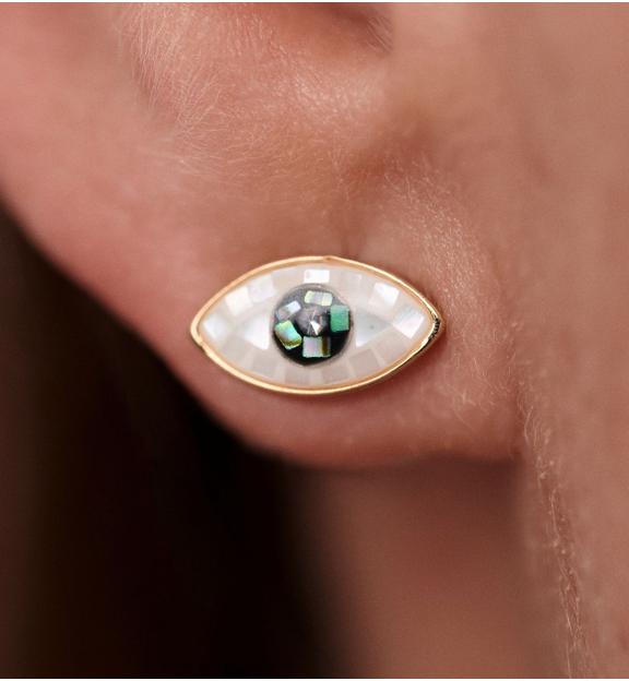 Kolczyki „Oko” z masy perłowej – kształt migdałowy KSS2067