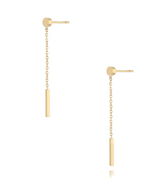 Kolczyki złote patyczki z łańcuszkiem Minimalist Chic  KSA1777