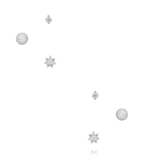 Zestaw kolczyków srebrnych – gwiazdki i kulki z cyrkoniami KCA0193