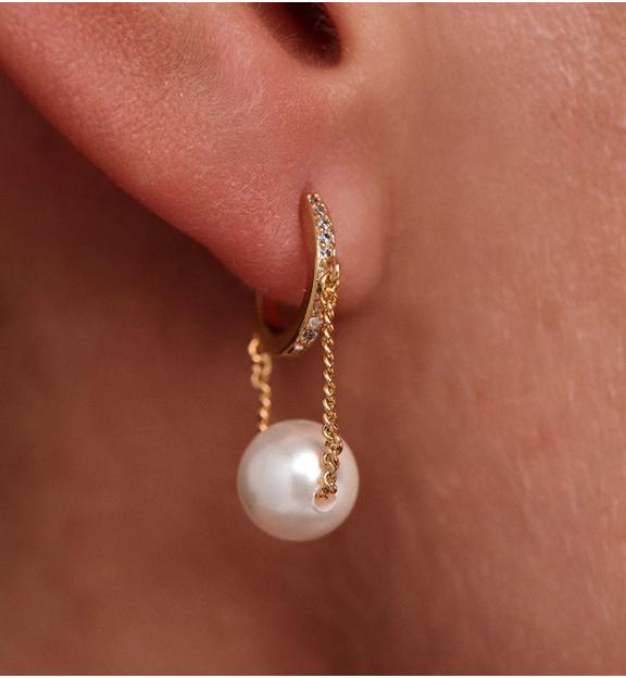 Kolczyki koła z łańcuszkiem i perłą KPE0210