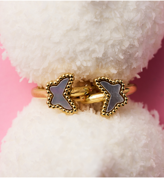 Kolczyki kółka z perłowymi motylkami KSA2397