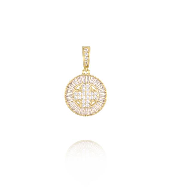 Charms złoty okrągły medalion z kryształkami CHSS0015