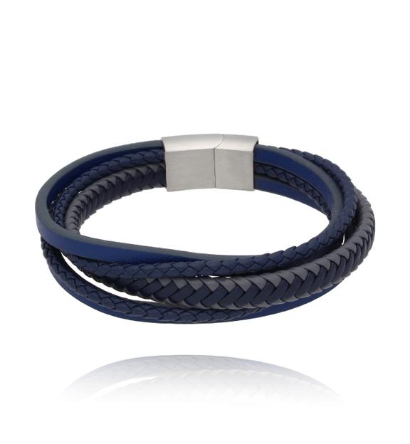 Bransoletka męska skórzana granatowa Baruc BMITC0752