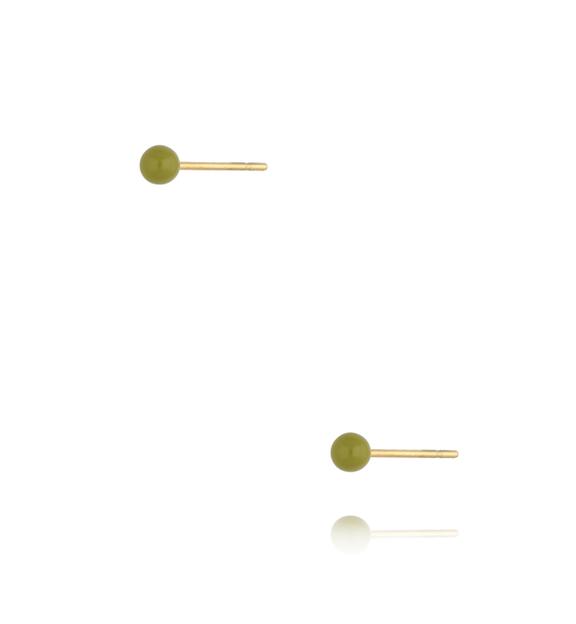 Kolczyki kulki z zieloną emalią 3 mm Enamel Balls KSA1574