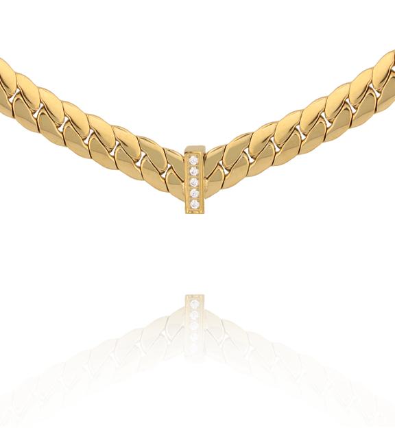 Naszyjnik złoty z ozdobnym elementem z cyrkoniami NSY0731