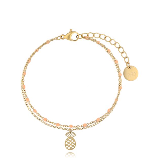 Bransoletka z pastelowymi koralikami i zawieszką ananasa BSC2395