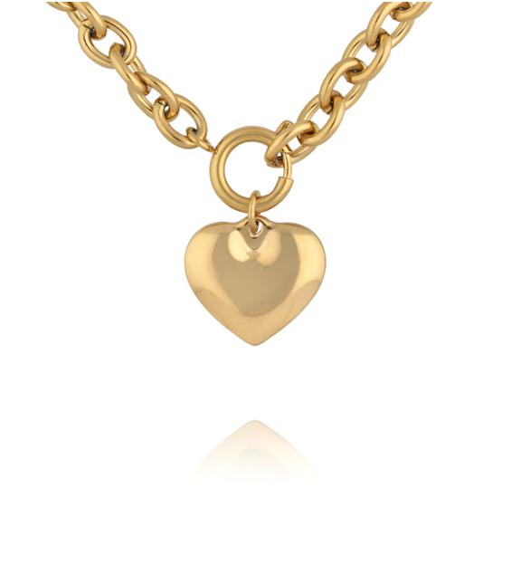 Naszyjnik złoty z sercem na łańcuchu NEA0058