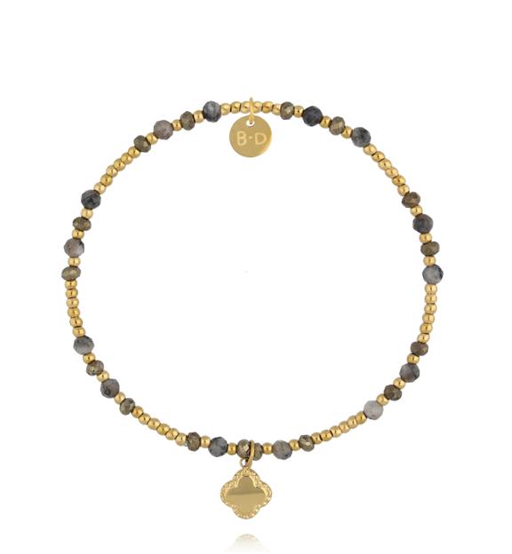 Bransoletka z labradorytami i koniczynką BTW3492