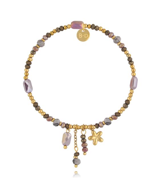 Bransoletka z pirytu, kamienia mapowego i kryształków z zawieszkami BTW3580