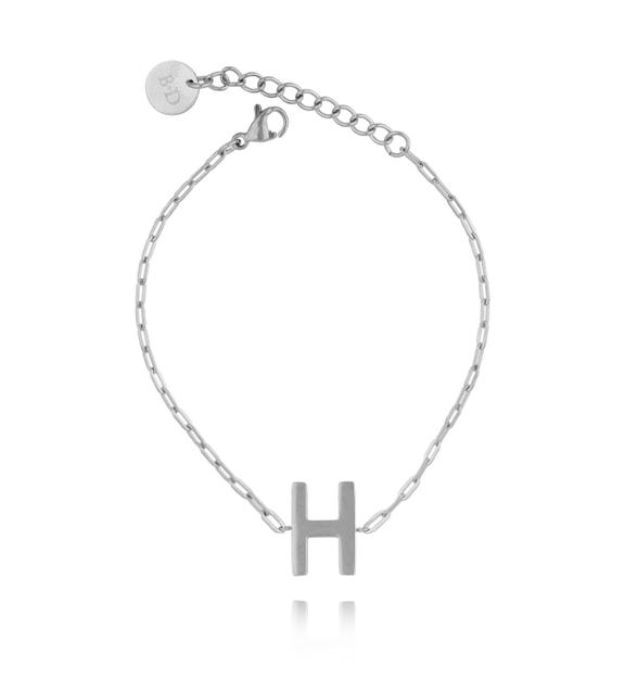 Bransoletka srebrna z literką H BAT0092