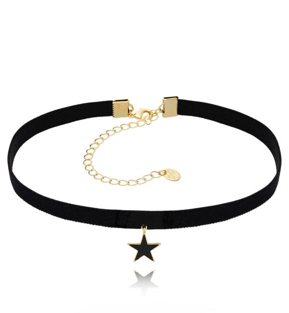 Choker czarny z tasiemką i gwiazdką Black Star NS0169