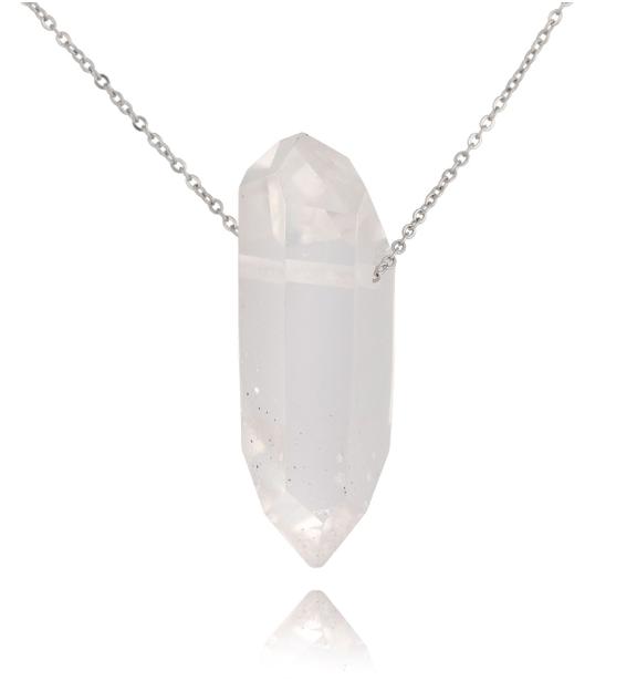 Naszyjnik z kryształem górskim srebrny Neve NLB0117