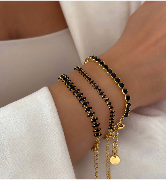 Bransoletka tenisowa z czarnymi kryształkami Honestly BSS0115