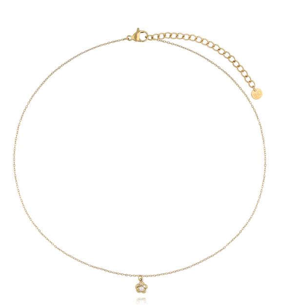 Naszyjnik z kwiatkiem i perełką NSY0786