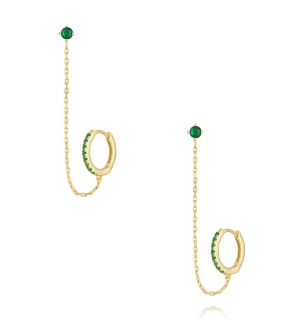 Kolczyki podwójne z łańcuszkiem i cyrkoniami KLT0033