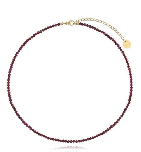 Naszyjnik bordowy z granatami NTW1347