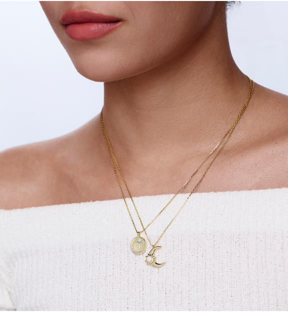 Naszyjnik z motywem księżyca i słońca z opalem NCA0095