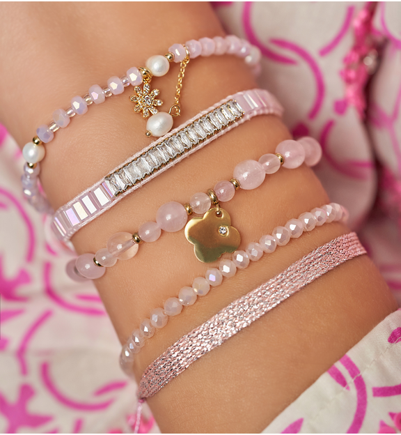 Bransoletka z tasiemką różowa Glow Up BSC1916