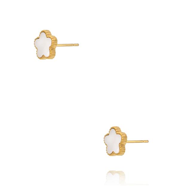 Kolczyki wkrętki w kształcie kwiatów z masą perłową KSY0702