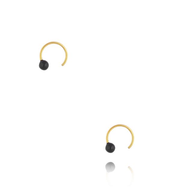 Kolczyki złote okrągłe z czarną emalią Round Enamel KSA1519