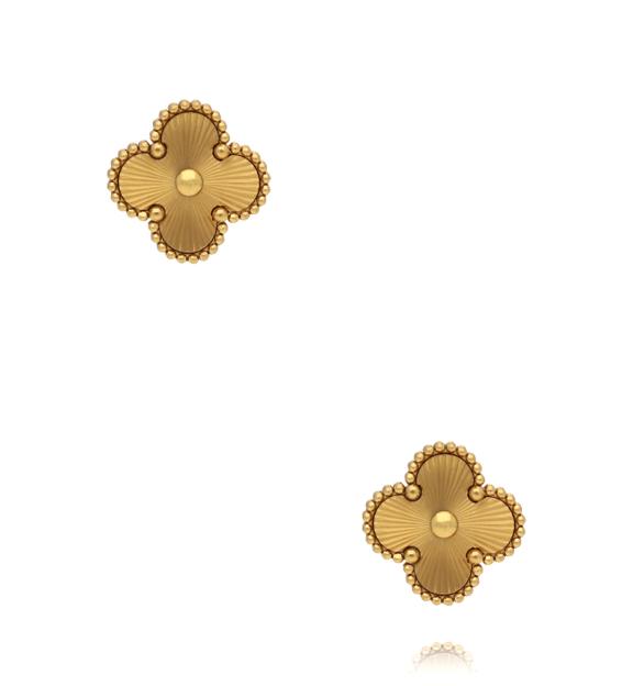 Kolczyki w kształcie koniczyny złote KSY0597