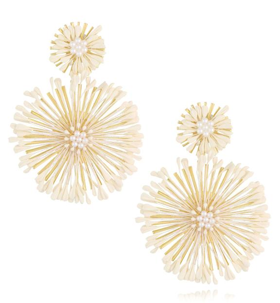 Kolczyki białe z perełkami Bunga KSO0022