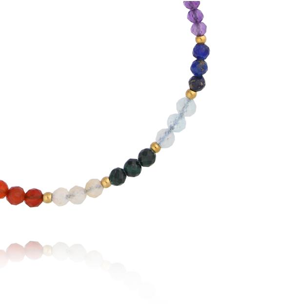 Bransoletka na czarnym sznurku z kolorowymi kamieniami naturalnymi BMT0356