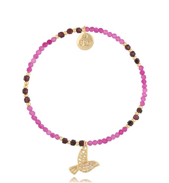 Bransoletka złota z jadeitami i granatami BTW2781