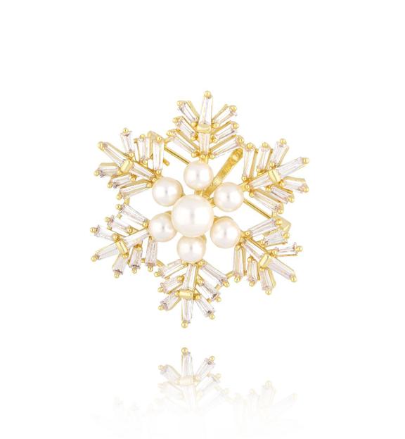 Broszka ze śnieżynką i perełkami Crystal Elegance BRSS0232